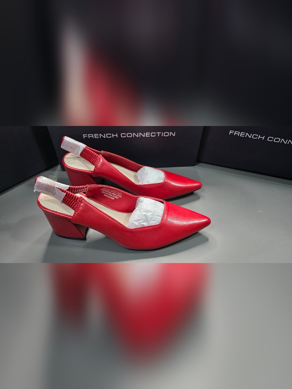 French Connection Bright Red Pointed Slingback Pumps